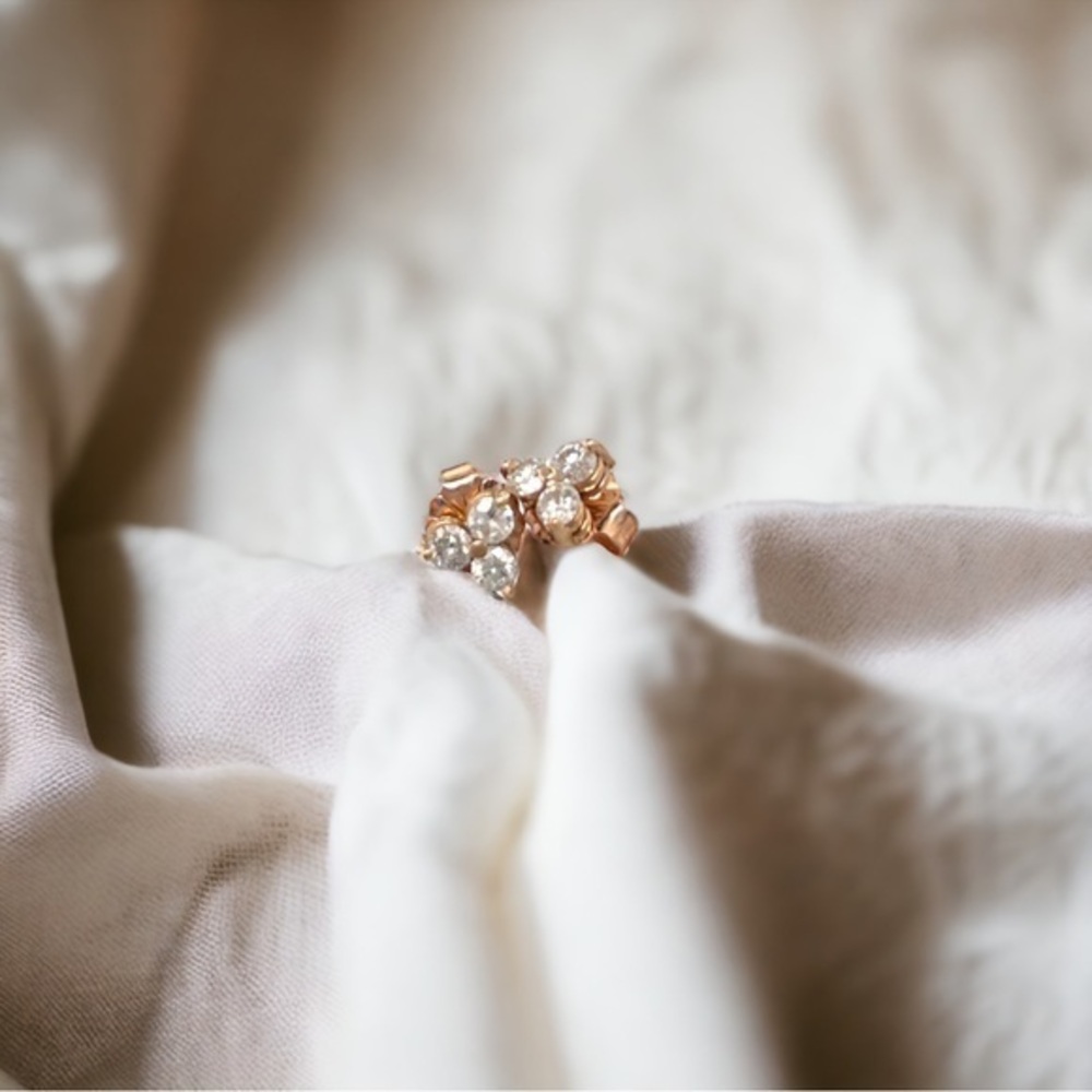 14K Rose Gold 1/3 CTW Natural Diamond Three-Stone Stud Earrings